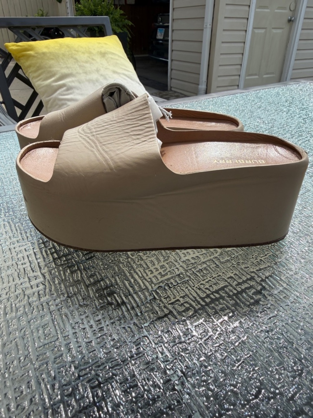 Burberry Taupe Leather Open-Toe Slide Mules Alice sandal - Picture 3 of 7